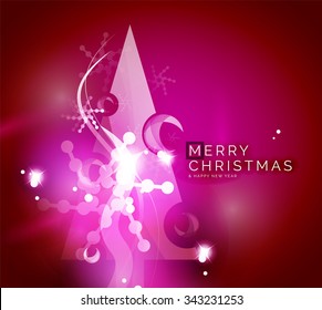 Holiday pink abstract background, winter snowflakes, Christmas and New Year design template, light shiny modern vector illustration