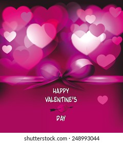 Holiday pink background with silk ribbon