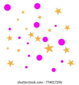 Holiday pink confetti Dotted and Golden Starry background. Bubbles Circle Dots. Network design, technology science, vector illustration. Perfect for Logo, Banner, Icon, Holiday, New year Background.
