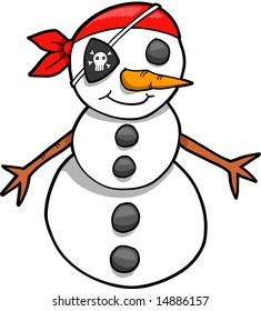 Holiday Pirate Snowman Vector Illustration