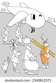 holiday, plane, passengers, ladder, transport, luggage