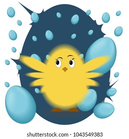 Holiday postcard chick. Happy easter - vector illustration