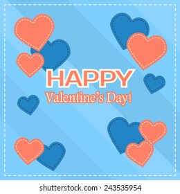 Holiday Postcard for Valentine'Ã?Â¢??s day in flat design and elements of patchwork