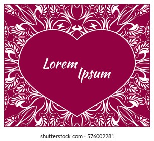 Holiday, postcard, frame for congratulations on Valentine's Day, invitation, holiday, wedding, Declaration of love. Vector background of the mandala.