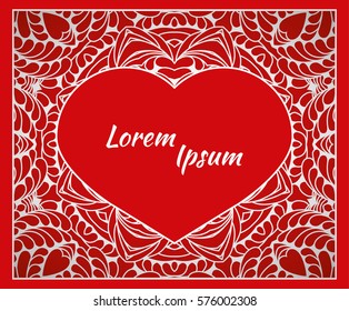 Holiday, postcard, frame for congratulations on Valentine's Day, invitation, holiday, wedding, Declaration of love. Vector background of the mandala.