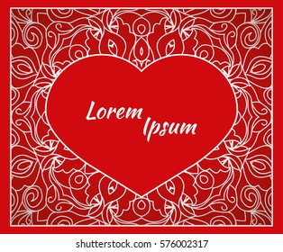 Holiday, postcard, frame for congratulations on Valentine's Day, invitation, holiday, wedding, Declaration of love. Vector background of the mandala.