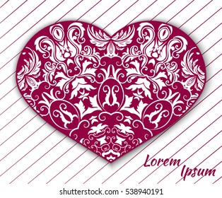 Holiday postcard, frame for your greetings with Valentine's Day, invitation, holiday, wedding, Declaration of love. Vector background of the mandala.