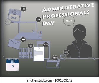 Holiday poster for Administrative Professionals Day or Secretary's Day. Vector.