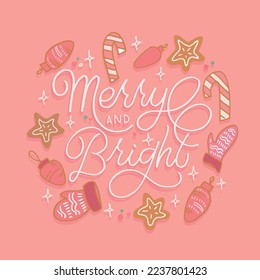 Holiday poster. Winter card.Merry Christmas and happy new year - cute postcard. Lettering label for poster, banner, web, sale, t-shirt design. New year holiday greeting card. Winter Pattern background