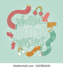 Holiday poster. Winter card.Merry Christmas and happy new year - cute postcard. Lettering label for poster, banner, web, sale, t-shirt design. New year holiday greeting card. Winter Pattern background