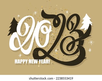 Holiday poster. Winter card.Merry Christmas and happy new year - cute postcard. Lettering label for poster, banner, web, sale, t-shirt design. New year holiday greeting card. Winter Pattern background