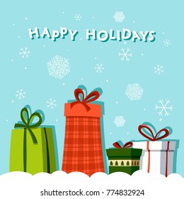   Holiday presents. Flat style vector illustration isolated. 