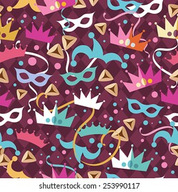 Holiday Purim seamless vector pattern