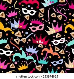 Holiday Purim seamless vector pattern