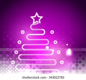 Holiday purple abstract background, winter snowflakes, Christmas and New Year design template, light shiny modern vector illustration