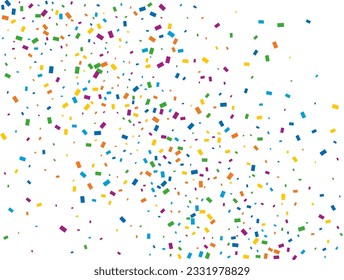 Holiday Rectangular Confetti. Light Rainbow glitter confetti background. Colored festive texture