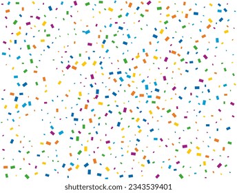 Holiday Rectangular Confetti. Light Rainbow glitter confetti background. Colored festive texture