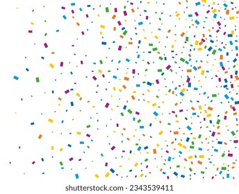 Holiday Rectangular Confetti. Light Rainbow glitter confetti background. Colored festive texture