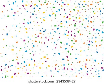 Holiday Rectangular Confetti. Light Rainbow glitter confetti background. Colored festive texture