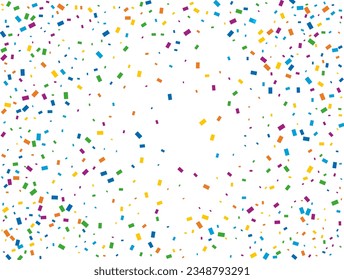 Holiday Rectangular Confetti. Light Rainbow glitter confetti background. Colored festive texture