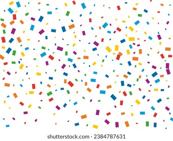 Holiday Rectangular Confetti. Light Rainbow glitter confetti background. Colored festive texture