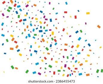 Holiday Rectangular Confetti. Light Rainbow glitter confetti background. Colored festive texture