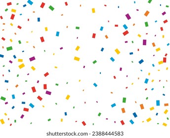 Holiday Rectangular Confetti. Light Rainbow glitter confetti background. Colored festive texture