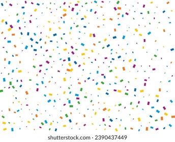 Holiday Rectangular Confetti. Light Rainbow glitter confetti background. Colored festive texture.