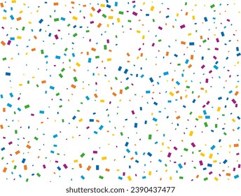 Holiday Rectangular Confetti. Light Rainbow glitter confetti background. Colored festive texture.