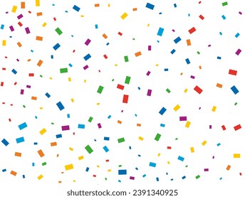 Holiday Rectangular Confetti. Light Rainbow glitter confetti background. Colored festive texture