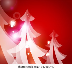 Fondo abstracto de color rojo de vacaciones, copos de nieve de invierno, plantilla de diseño de Navidad y Año Nuevo, ilustración vectorial moderna brillante de luz