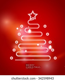 Holiday red abstract background, winter snowflakes, Christmas and New Year design template, light shiny modern vector illustration