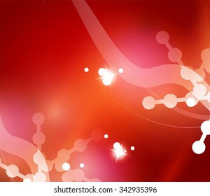 Holiday red abstract background, winter snowflakes, Christmas and New Year design template, light shiny modern vector illustration