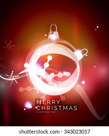 Holiday red abstract background, winter snowflakes, Christmas and New Year design template, light shiny modern vector illustration