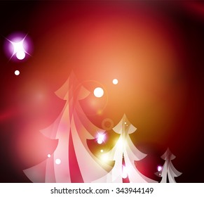 Holiday red abstract background, winter snowflakes, Christmas and New Year design template, light shiny modern vector illustration