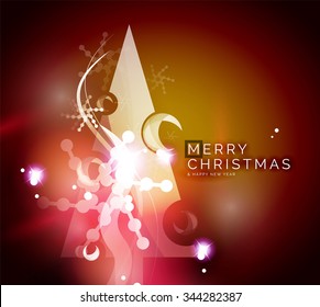 Holiday red abstract background, winter snowflakes, Christmas and New Year design template, light shiny modern vector illustration