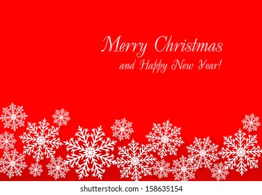 Holiday red background with snowflakes. Vector illustration. 