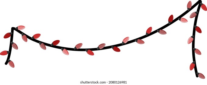 Holiday red shining garland decoration vector illustration. Traditional christmas lights for house decorations.