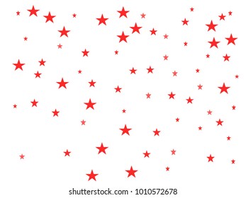 Holiday red starry background. Tiny stars. Confetti celebration, Falling red abstract decoration for party, birthday celebrate, anniversary or event, festive. Festival decor.