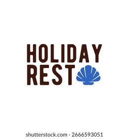 Logotipo Holiday Rest. Logotipo de descanso de férias simples para férias de verão, resort costeiro, viagens de praia ou marca de relaxamento. Ilustração vetorial.