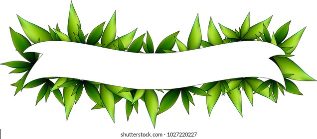 Holiday Ribbon with many green leaves for different holiday titles