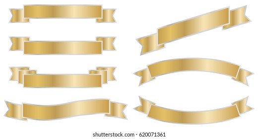 Holiday ribbons are golden in color. Flat design, vector illustration, vector.