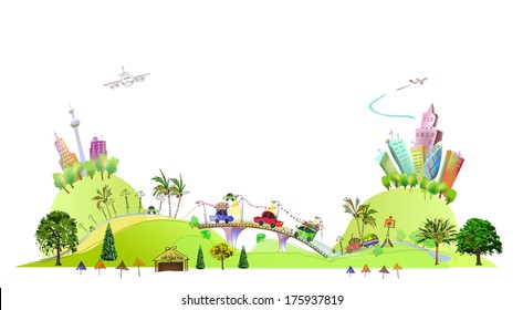 Holiday road, transport concept illustration