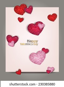Holiday rose banners with shiny hearts