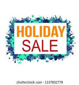 Holiday sale banner or label for business promotion, vector illustration