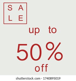 Holiday Sale Banner sign in department store, 50% OFF Special Offer Ad. Discount Promotion Banner.Season Sale Promo Sticker isolated on white background.50 percent Mega Discount sale.illustration.
