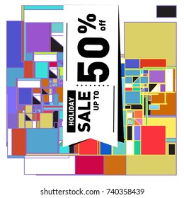Holiday Sale Memphis Style Poster Design. Fashion and Travel Discount Poster. Vector holiday Abstract Colorful Illustration with Special offer and Promotion.