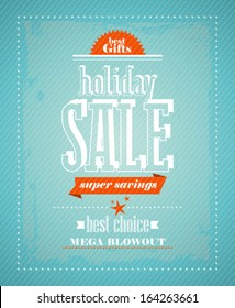 Holiday sale, super savings design in retro style.