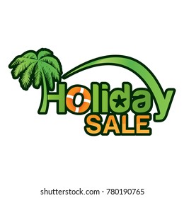 Holiday sale text With a holiday atmosphere on the beach