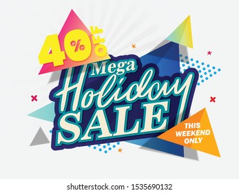 Holiday Sale Typography  Vector Background for Banner, Flyer, Branding and web.  